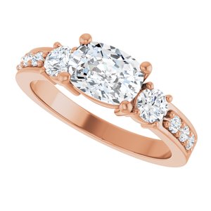 10K Rose Gold 7.5x5.5 mm Elongated Cushion Ring Mounting – image 8