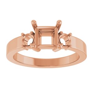 10K Rose Gold 5.5x5.5 mm Square Ring Mounting – image 6