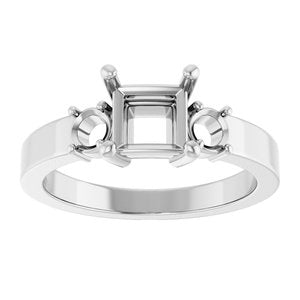 18K White Gold 5.5x5.5 mm Square Ring Mounting – image 6