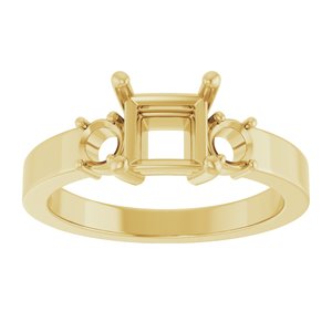 18K Yellow Gold 5.5x5.5 mm Square Ring Mounting – image 6