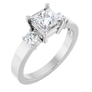 18K White Gold 5.5x5.5 mm Square Ring Mounting