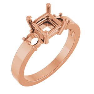 18K Rose Gold 5.5x5.5 mm Square Ring Mounting – image 2