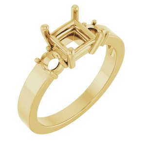 18K Yellow Gold 5.5x5.5 mm Square Ring Mounting – image 2