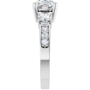 10K White Gold 9x7 mm Elongated Cushion Ring Mounting – image 7