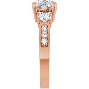 14K Rose Gold 9x7 mm Elongated Cushion Ring Mounting – image 7
