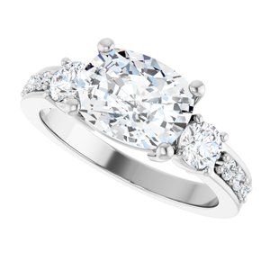 10K White Gold 9x7 mm Elongated Cushion Ring Mounting – image 8