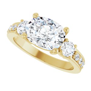 10K Yellow Gold 9x7 mm Elongated Cushion Ring Mounting – image 8