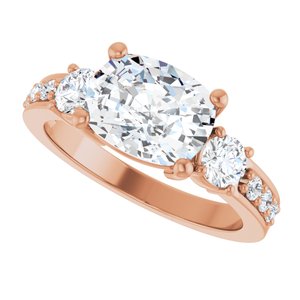 14K Rose Gold 9x7 mm Elongated Cushion Ring Mounting – image 8