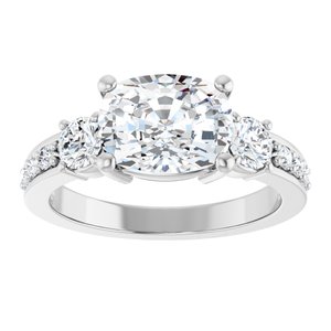 10K White Gold 9x7 mm Elongated Cushion Ring Mounting – image 5