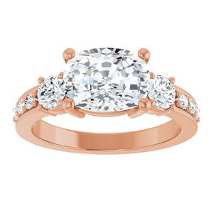 18K Rose Gold 9x7 mm Elongated Cushion Ring Mounting – image 5