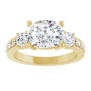 10K Yellow Gold 9x7 mm Elongated Cushion Ring Mounting – image 5