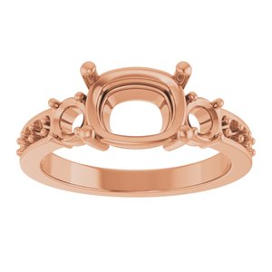 18K Rose Gold 9x7 mm Elongated Cushion Ring Mounting – image 6