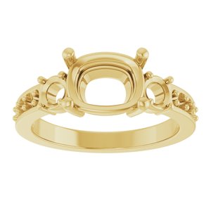 18K Yellow Gold 9x7 mm Elongated Cushion Ring Mounting – image 6