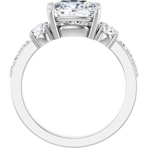 10K White Gold 9x7 mm Elongated Cushion Ring Mounting – image 3