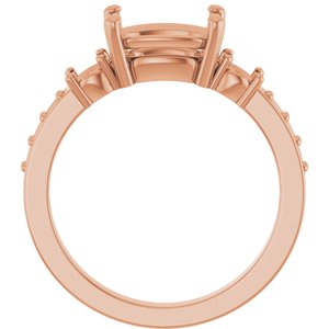 14K Rose Gold 9x7 mm Elongated Cushion Ring Mounting – image 4