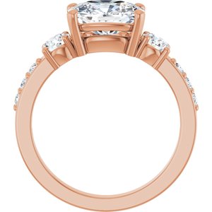 18K Rose Gold 9x7 mm Elongated Cushion Ring Mounting – image 3