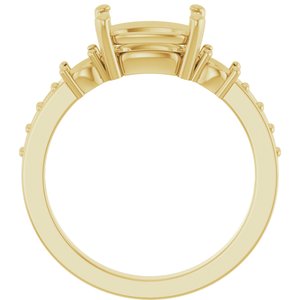 10K Yellow Gold 9x7 mm Elongated Cushion Ring Mounting – image 4