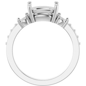 18K White Gold 9x7 mm Elongated Cushion Ring Mounting – image 4