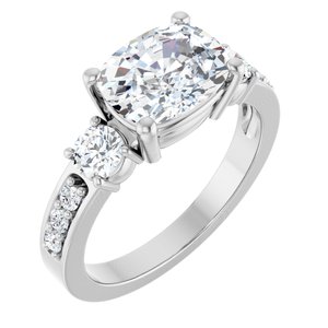10K White Gold 9x7 mm Elongated Cushion Ring Mounting