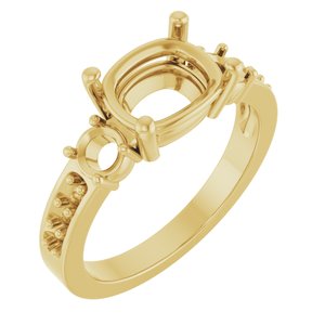 10K Yellow Gold 9x7 mm Elongated Cushion Ring Mounting – image 2