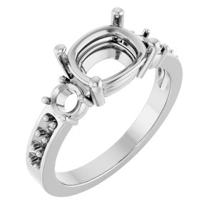 Platinum 9x7 mm Elongated Cushion Ring Mounting – image 2