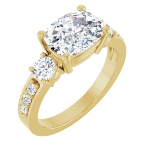 10K Yellow Gold 9x7 mm Elongated Cushion Ring Mounting