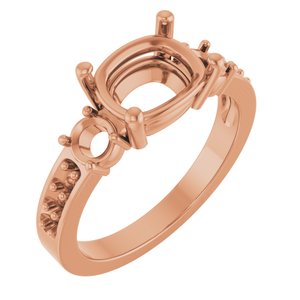 18K Rose Gold 9x7 mm Elongated Cushion Ring Mounting – image 2