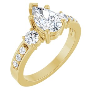 10K Yellow Gold 9x5.5 mm Pear Ring Mounting