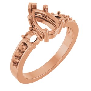 14K Rose Gold 9x5.5 mm Pear Ring Mounting – image 2
