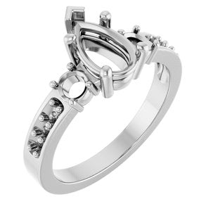 18K White Gold 9x5.5 mm Pear Ring Mounting – image 2