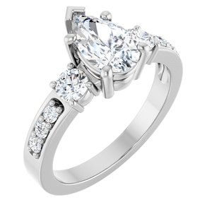10K White Gold 9x5.5 mm Pear Ring Mounting