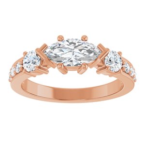 18K Rose Gold 9x4.5 mm Marquise Ring Mounting – image 5