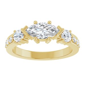 18K Yellow Gold 9x4.5 mm Marquise Ring Mounting – image 5
