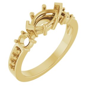 14K Yellow Gold 9x4.5 mm Marquise Ring Mounting – image 2
