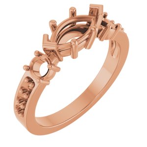 18K Rose Gold 9x4.5 mm Marquise Ring Mounting – image 2
