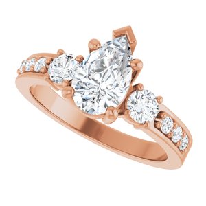 10K Rose Gold 9x5.5 mm Pear Ring Mounting – image 8