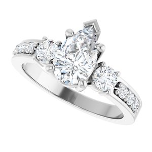 14K White Gold 9x5.5 mm Pear Ring Mounting – image 8