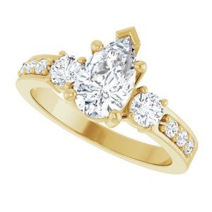 18K Yellow Gold 9x5.5 mm Pear Ring Mounting – image 8