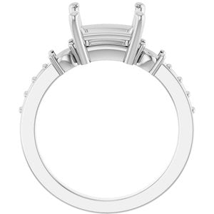 10K White Gold 7.5x7.5 mm Square Ring Mounting – image 4