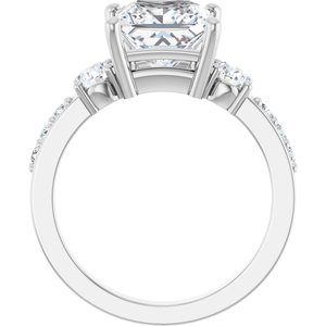 18K White Gold 7.5x7.5 mm Square Ring Mounting – image 3