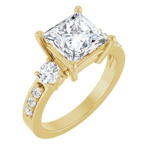 10K Yellow Gold 7.5x7.5 mm Square Ring Mounting