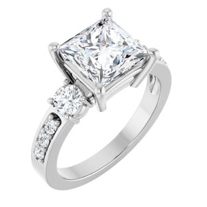 18K White Gold 7.5x7.5 mm Square Ring Mounting