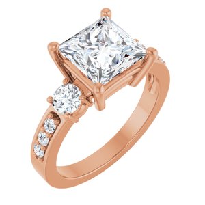 14K Rose Gold 7.5x7.5 mm Square Ring Mounting