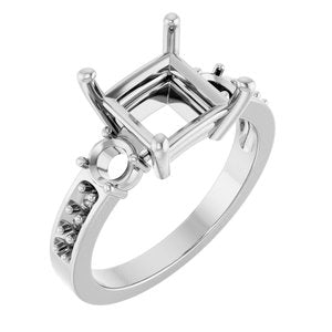 Sterling Silver 7.5x7.5 mm Square Ring Mounting – image 2