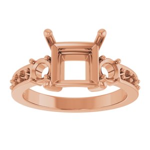 14K Rose Gold 7.5x7.5 mm Square Ring Mounting – image 6