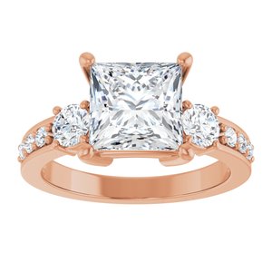 18K Rose Gold 7.5x7.5 mm Square Ring Mounting – image 5