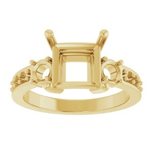 10K Yellow Gold 7.5x7.5 mm Square Ring Mounting – image 6