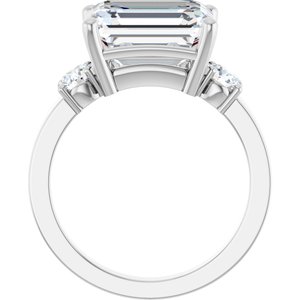 10K White Gold 11x9 mm Emerald Ring Mounting – image 3