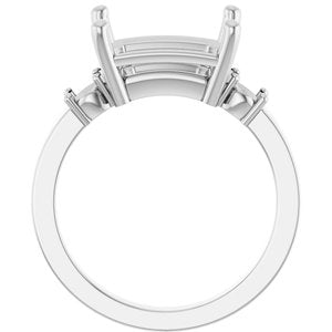 10K White Gold 11x9 mm Emerald Ring Mounting – image 4