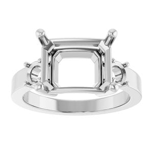 18K White Gold 11x9 mm Emerald Ring Mounting – image 6